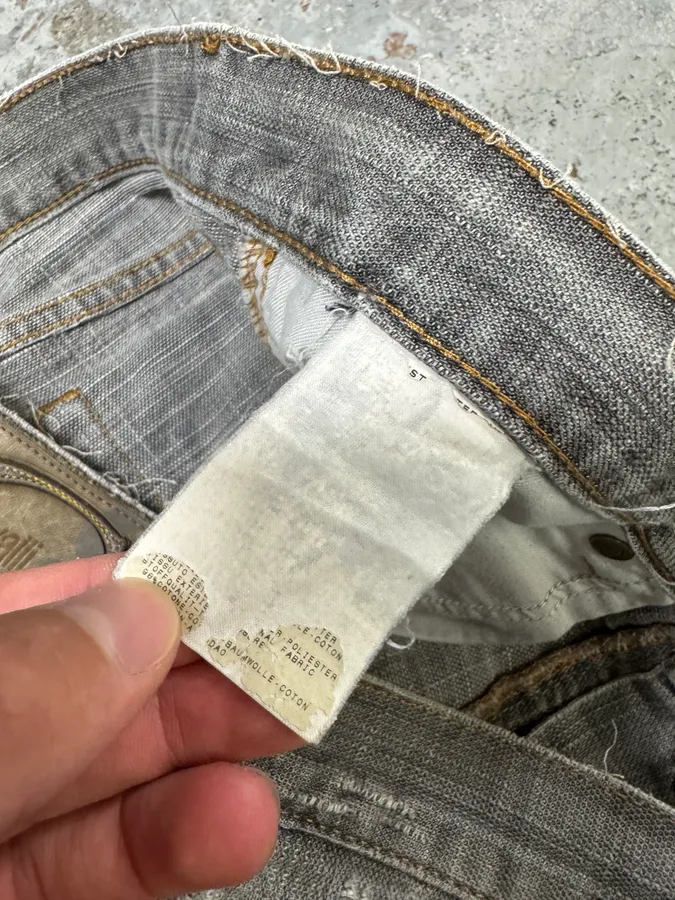 2000s Cavalli Destroyed Grey Denim Jeans - Image 9