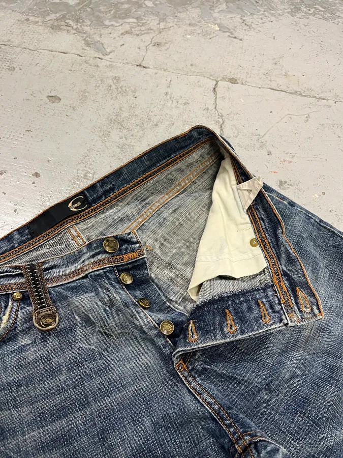 2000s Cavalli Distressed Blue Denim Jeans - Image 11