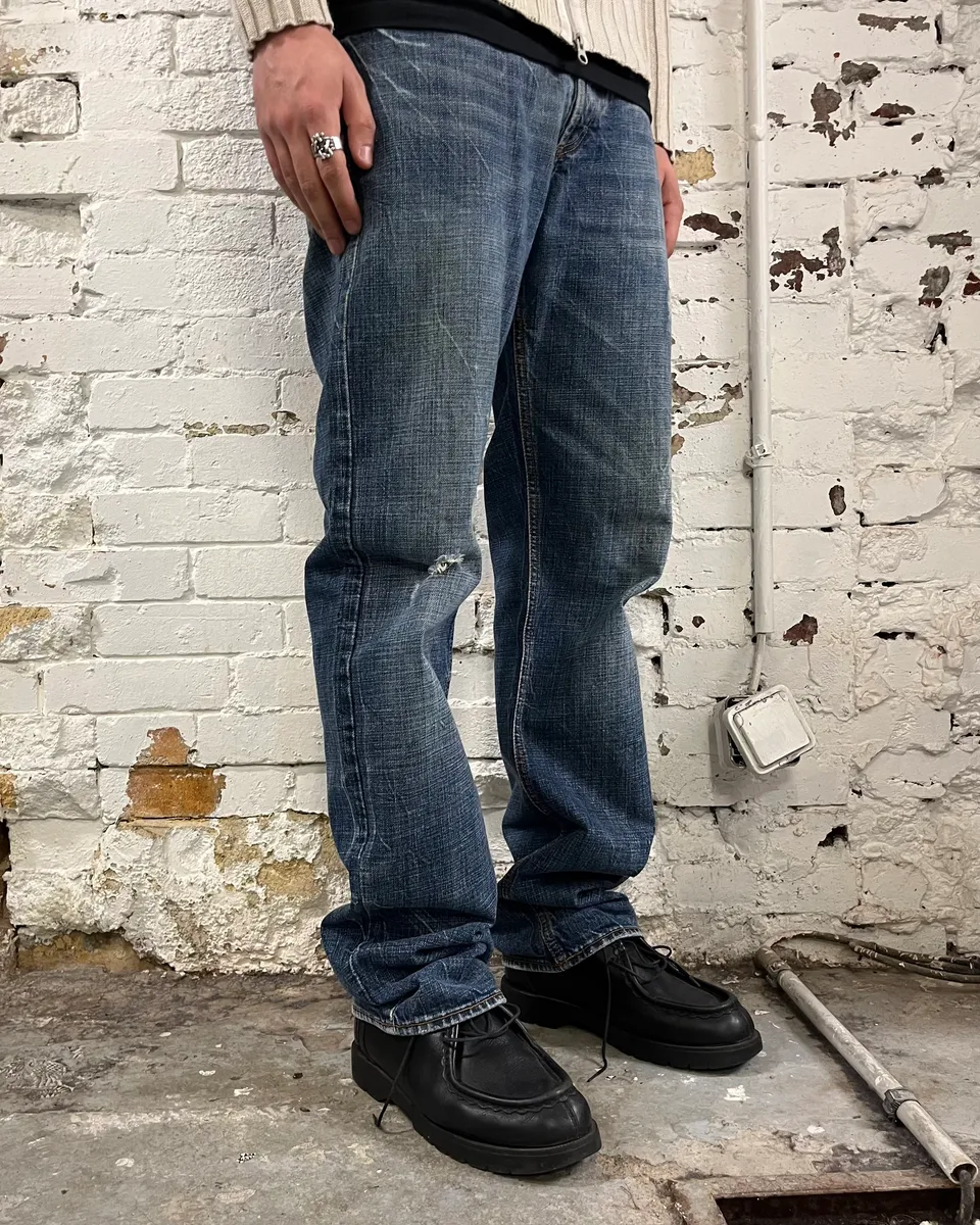 2000s Cavalli Distressed Blue Denim Jeans - Image 2