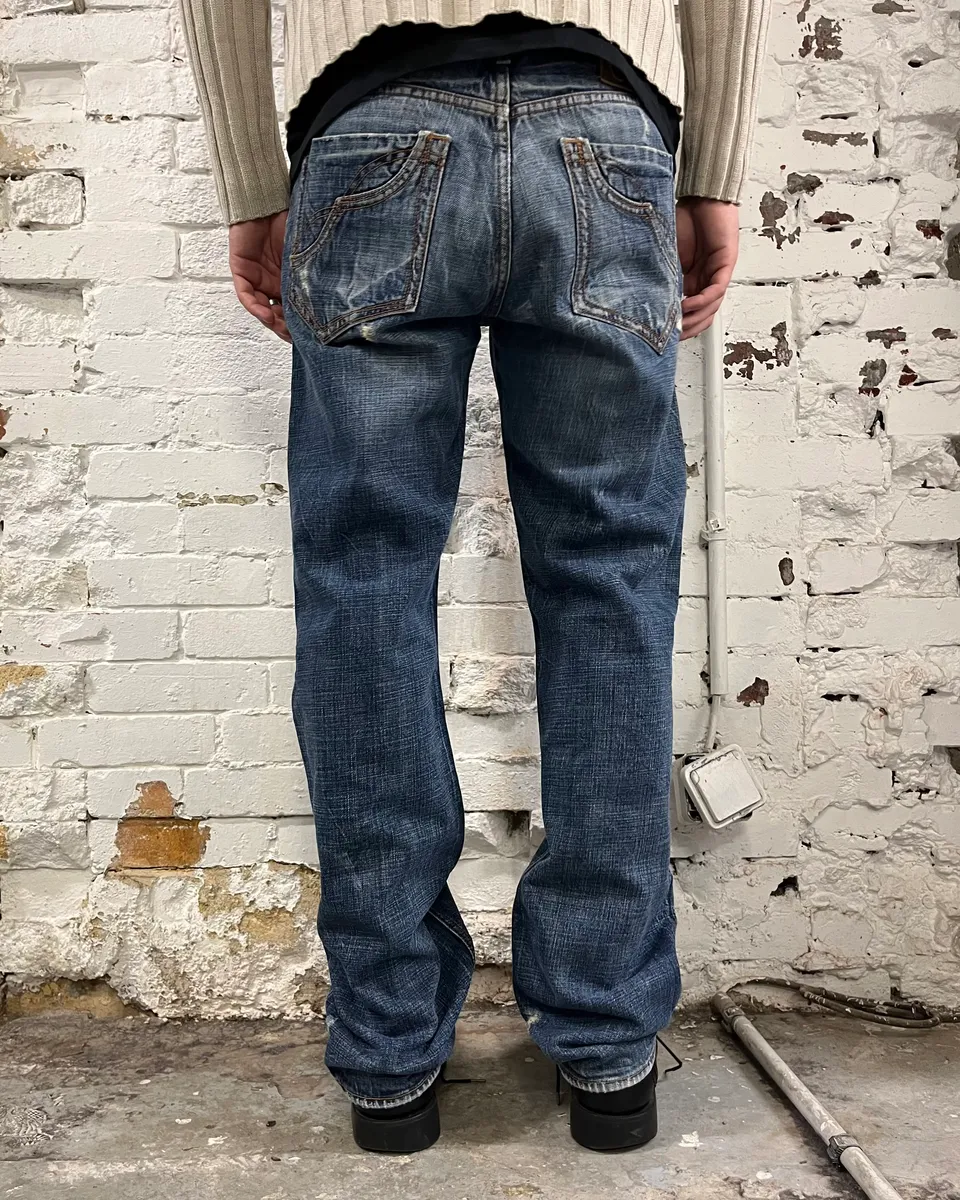 2000s Cavalli Distressed Blue Denim Jeans - Image 3