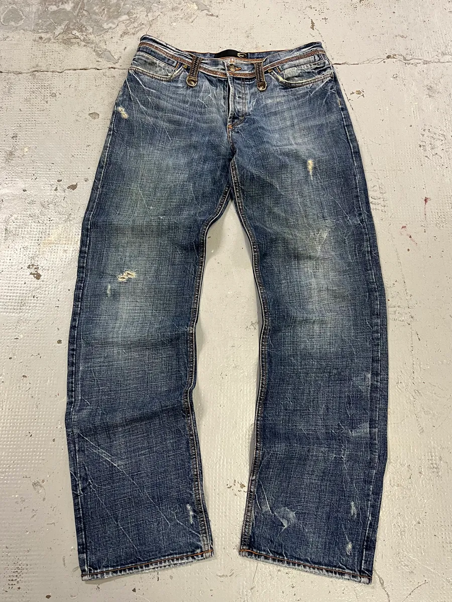 2000s Cavalli Distressed Blue Denim Jeans - Image 4