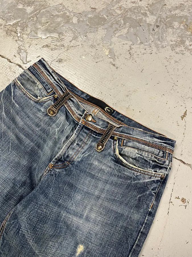 2000s Cavalli Distressed Blue Denim Jeans - Image 7