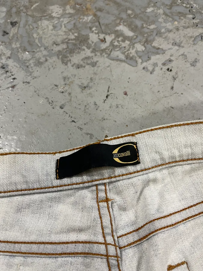2000s Cavalli Distressed White Jeans - Image 12