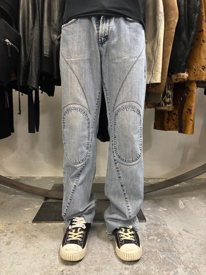 2000s Cavalli Double Knee Blue Denim Jeans