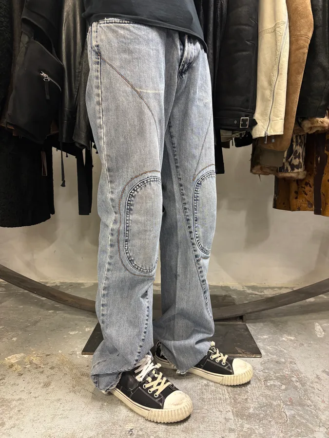2000s Cavalli Double Knee Blue Denim Jeans - Image 3