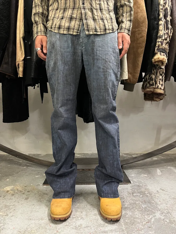 2000s Cavalli Elevation Disorder Blue Bootcut Pants - Image 3