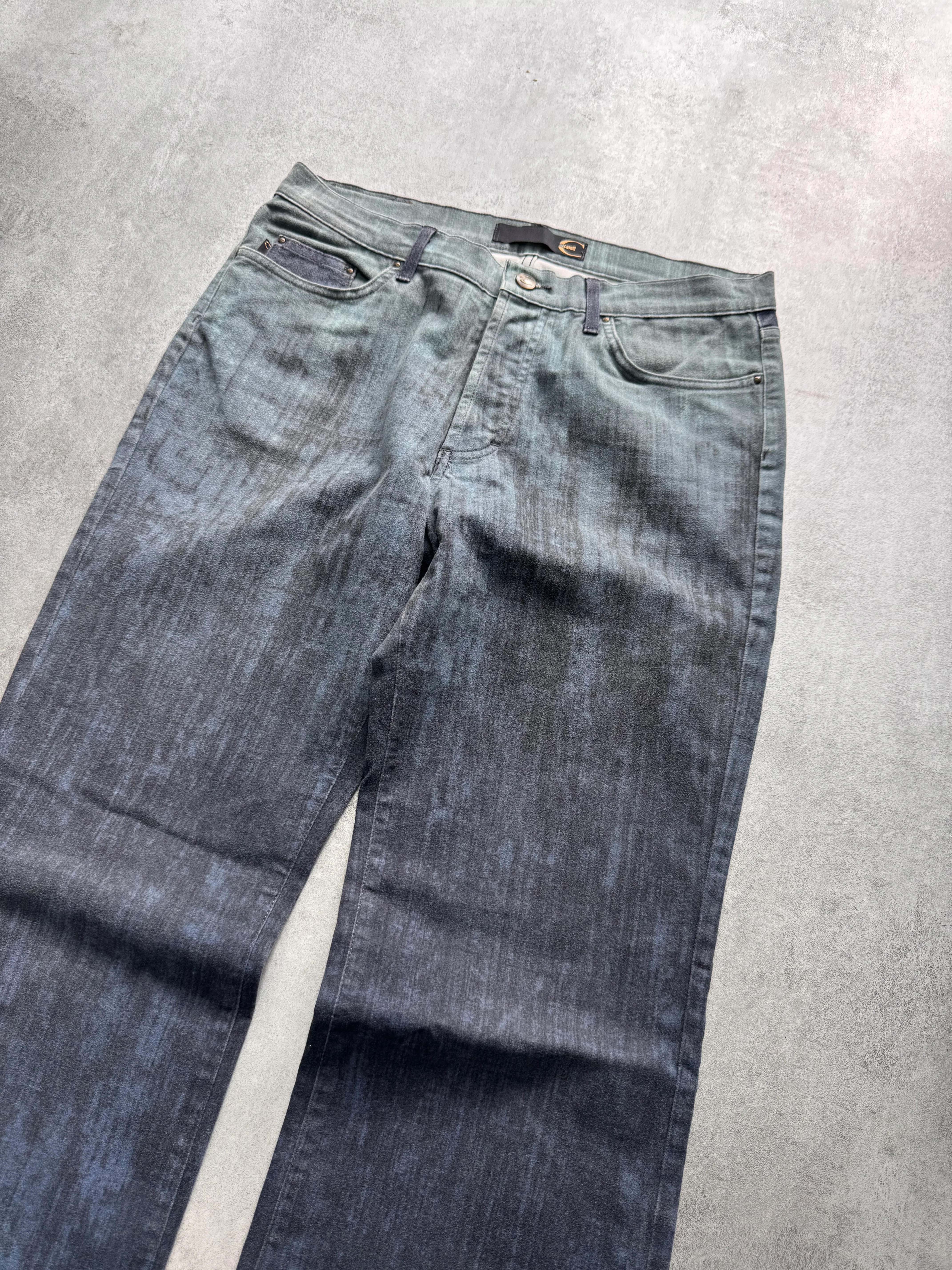 2000s Cavalli Elevation Disorder Blue Bootcut Pants - Image 2