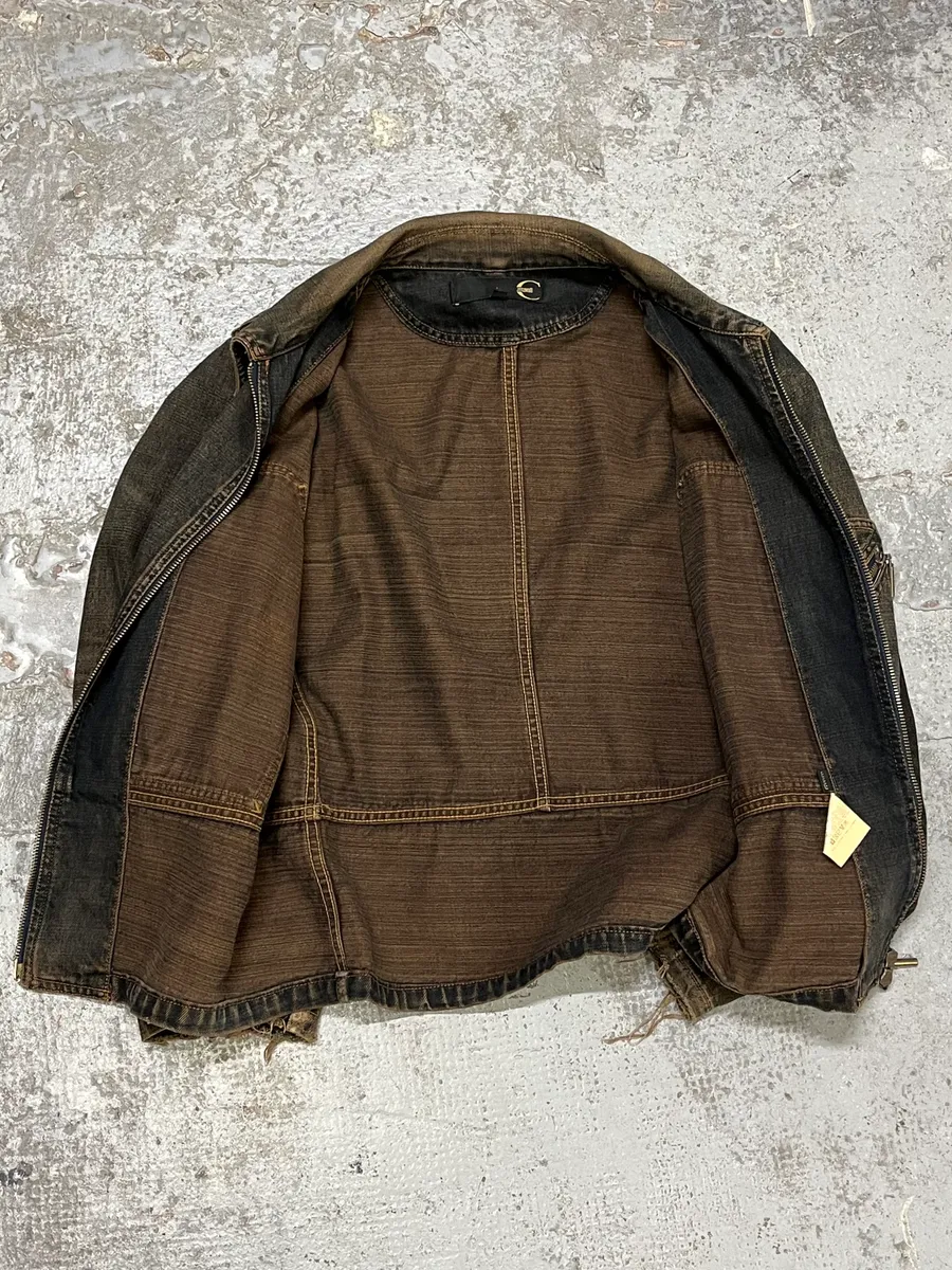 2000s Cavalli Faded Denim Jacket - Image 8