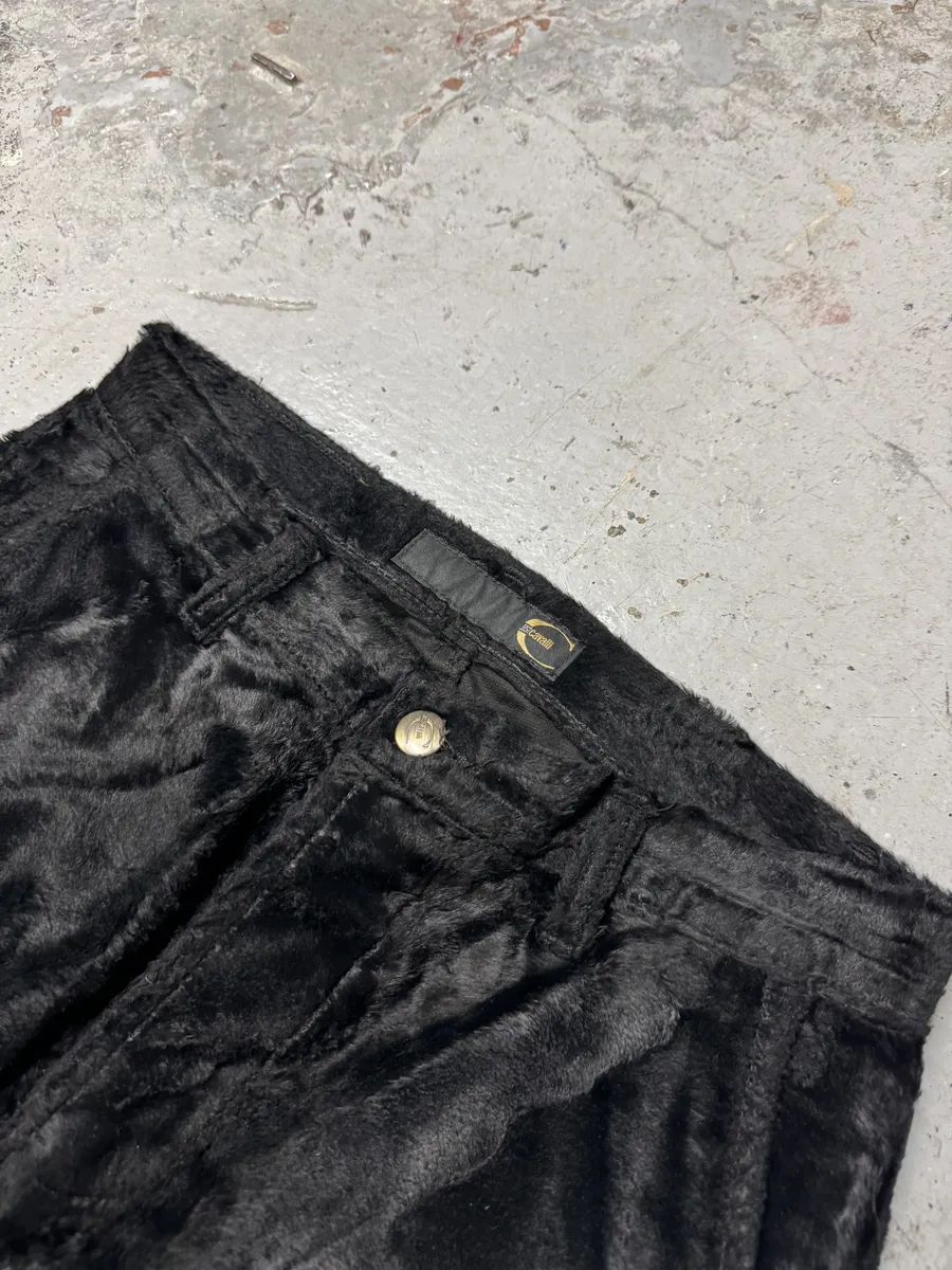 2000s Cavalli Faux Fur Effect Black Pants - Image 12