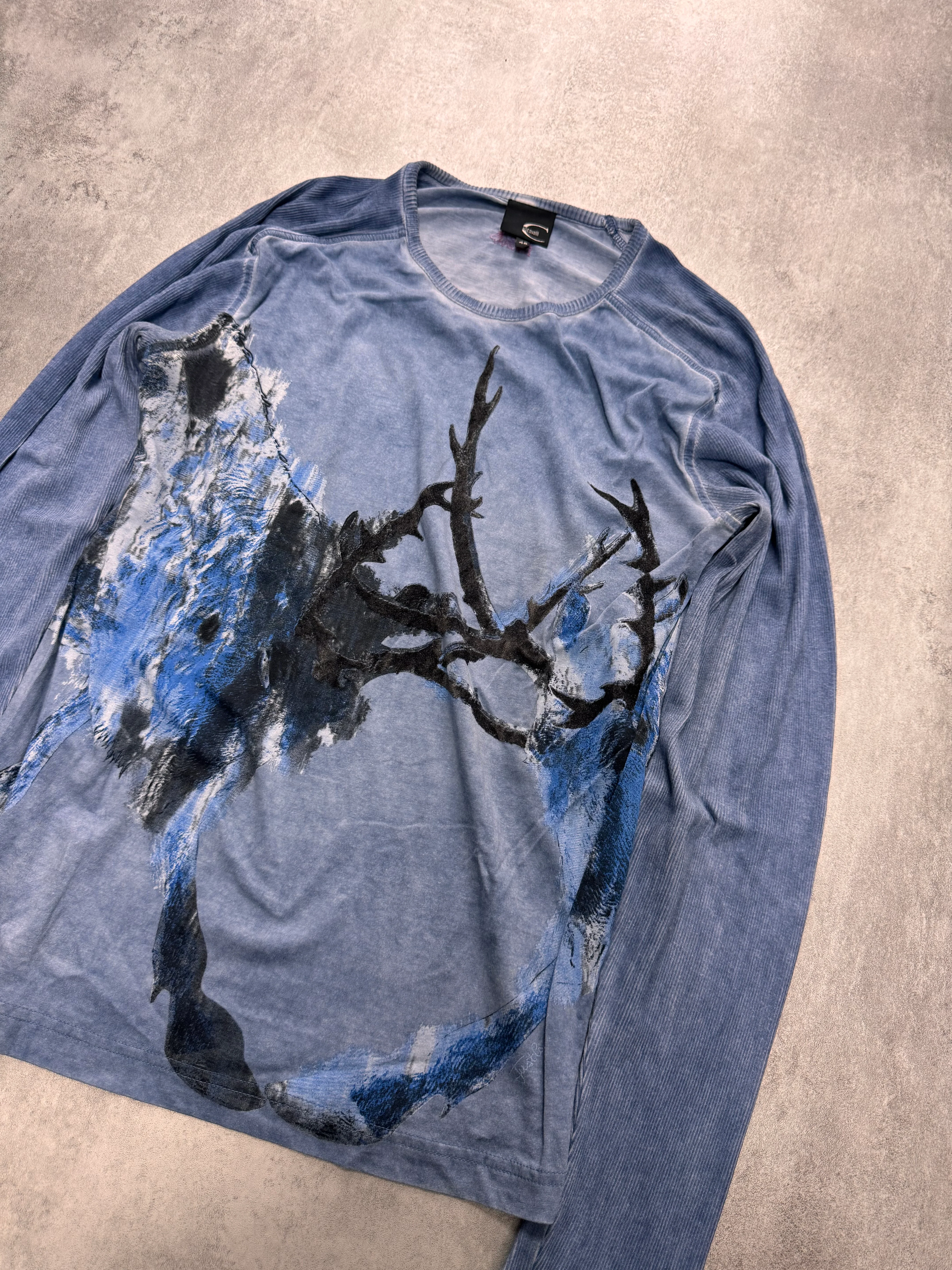 2000s Cavalli Fighting Deers Painting Longsleeves - Image 2