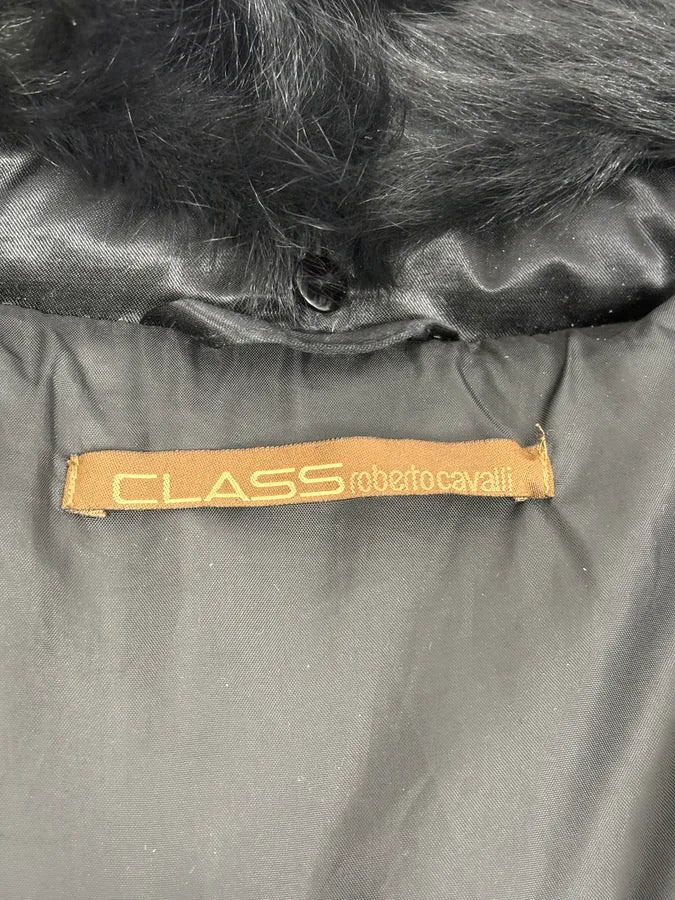 2000s Cavalli Fur Collar Black Puffer Studded Jacket - Image 11