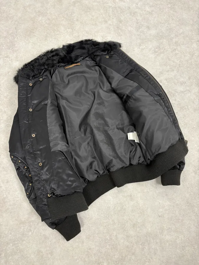 2000s Cavalli Fur Collar Black Puffer Studded Jacket - Image 7