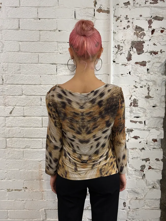 2000s Cavalli Fur Effect Savage Top - Image 3