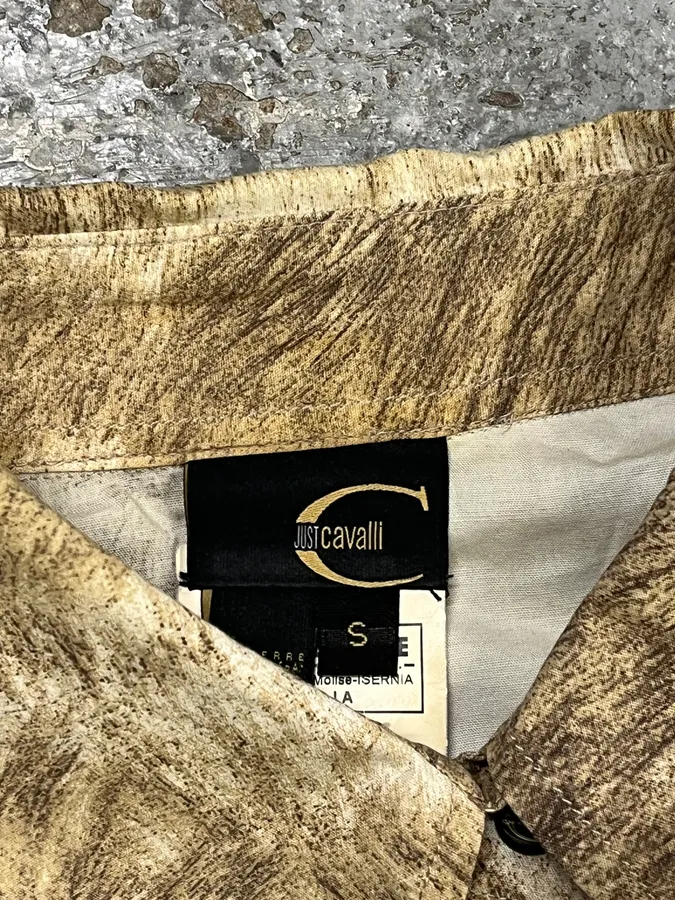 2000s Cavalli Fur Movement Beige Shirt - Image 11