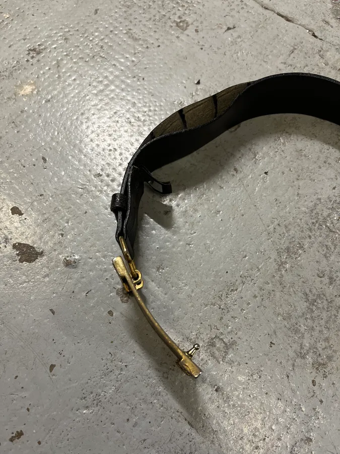 2000s Cavalli Golden Brut Rectangle Black Leather Belt - Image 11