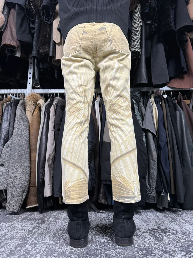 2000s Cavalli Green Savage Jungle Leafs Pants - Image 4