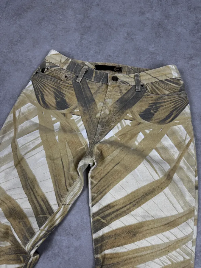 2000s Cavalli Green Savage Jungle Leafs Pants - Image 6