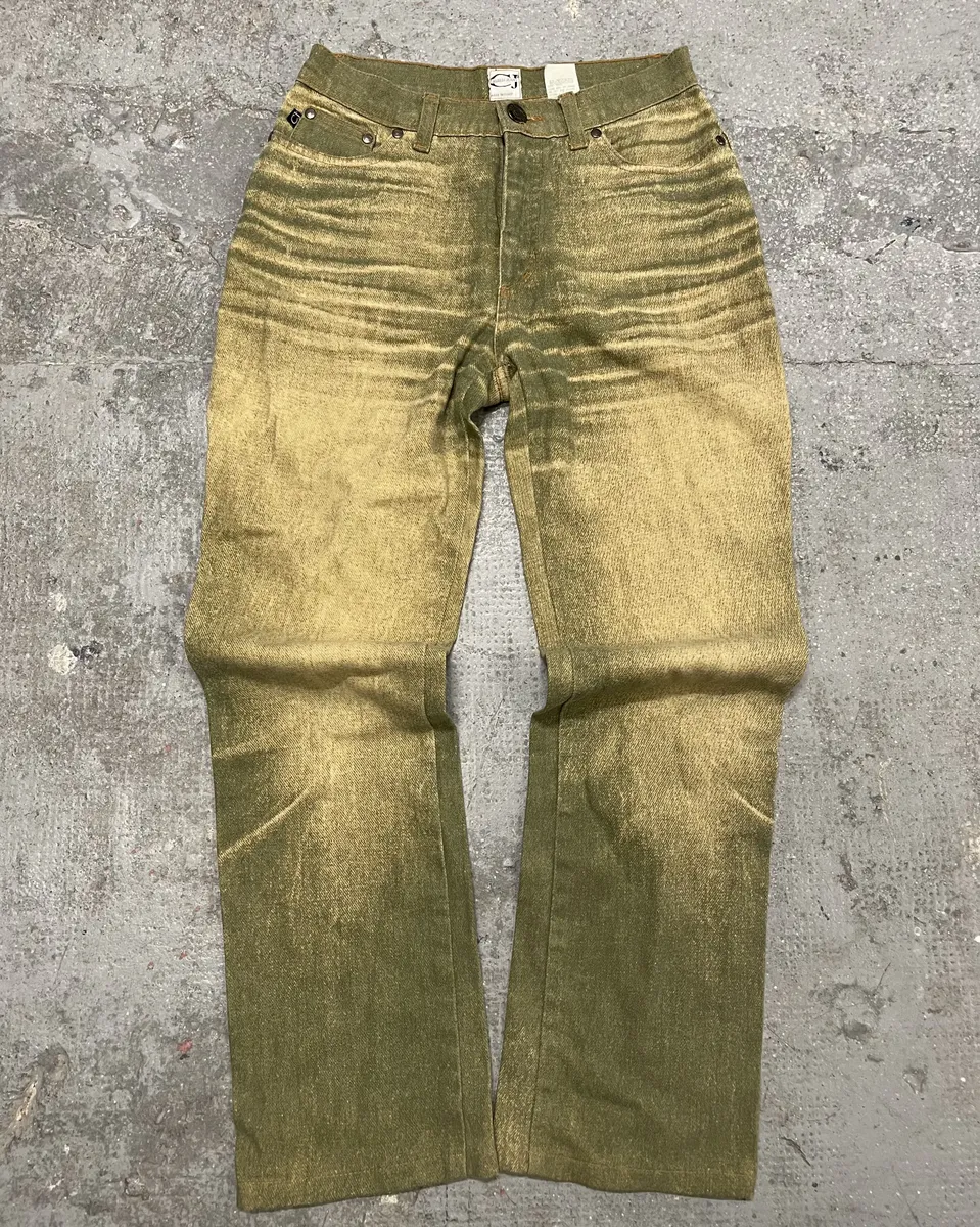 2000s Cavalli Green Sun Faded Pants