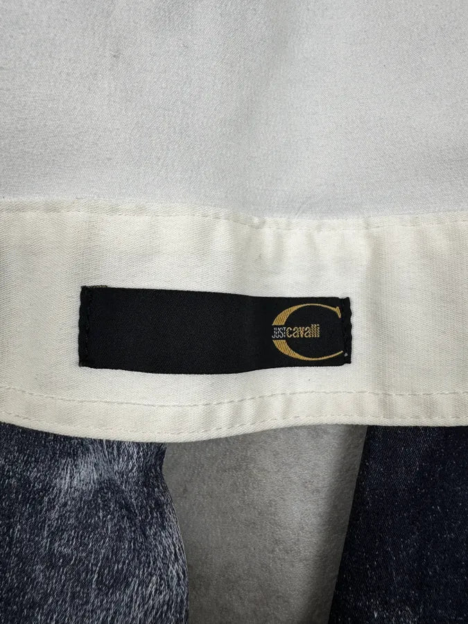 2000s Cavalli Grey Eroded Denim Jacket - Image 10