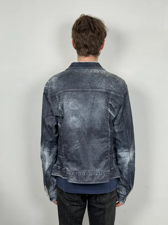 2000s Cavalli Grey Eroded Denim Jacket - Image 3