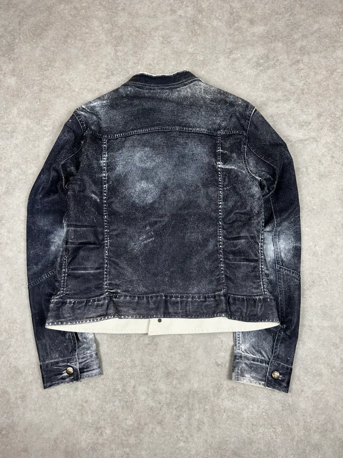 2000s Cavalli Grey Eroded Denim Jacket - Image 4