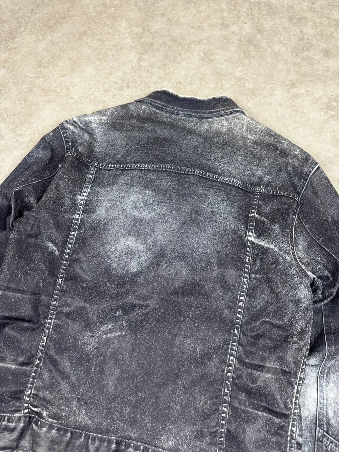 2000s Cavalli Grey Eroded Denim Jacket - Image 6