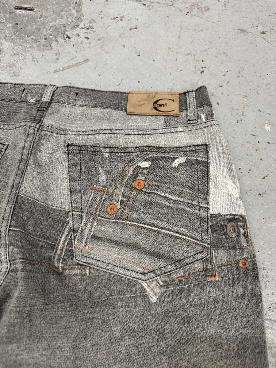 2000s Cavalli Grey Trompe L’oeil Pockets Pants - Image 7