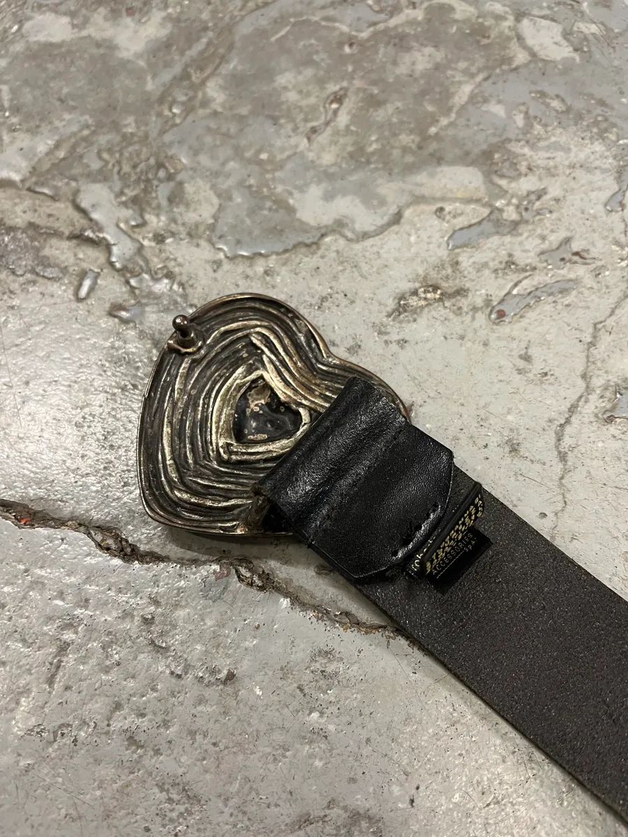 2000s Cavalli Heart Ornament Black Leather Belt - Image 9