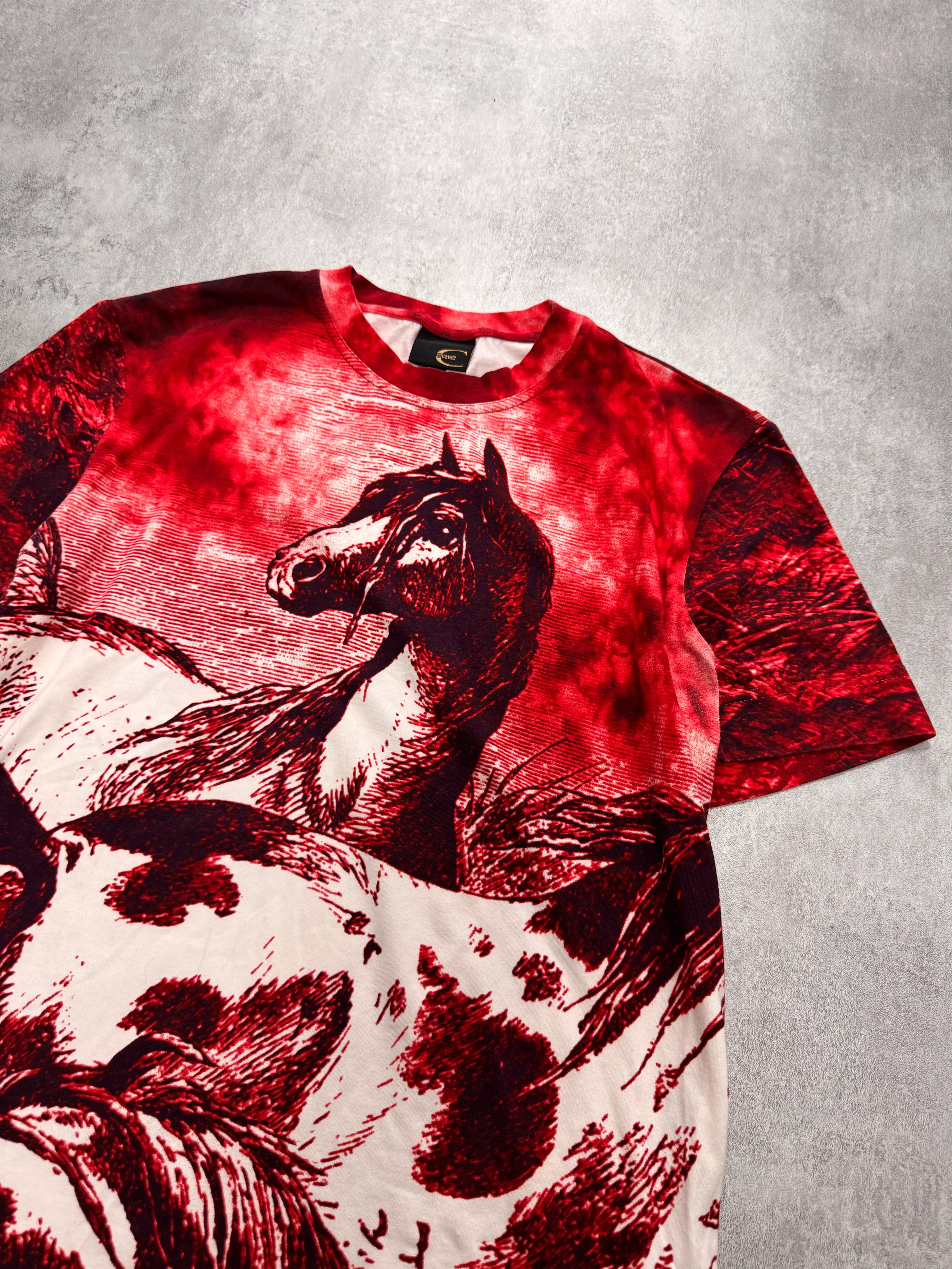 2000s Cavalli Horse Apocalypse Red Tee - Image 3