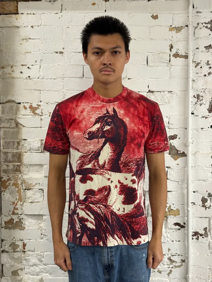 2000s Cavalli Horse Red Evil T-Shirt - Image 2