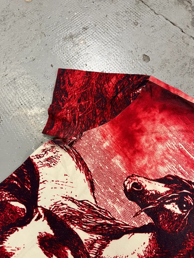 2000s Cavalli Horse Red Evil T-Shirt - Image 5