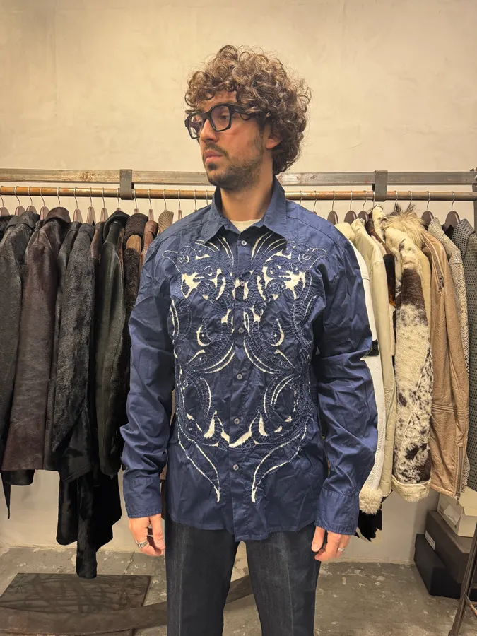 2000s Cavalli Imperial Birds Embroideries Shirt - Image 2