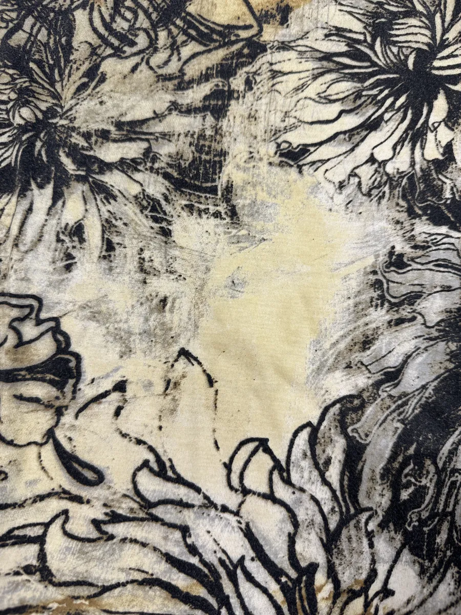 2000s Cavalli Ink Asian Flowers Beige Longsleeves - Image 6