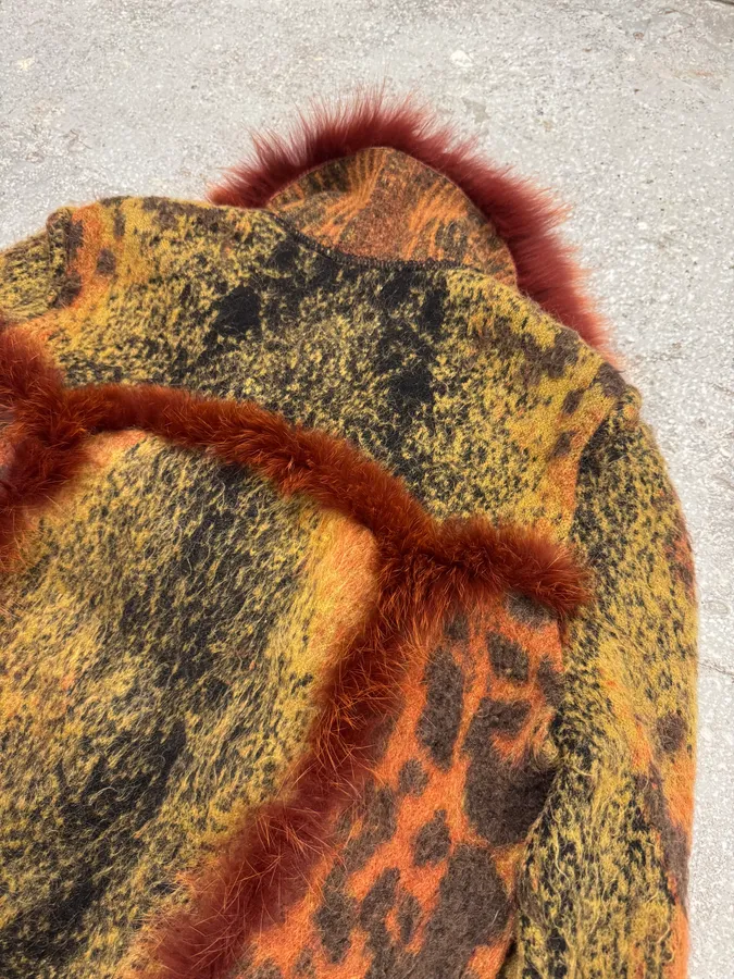2000s Cavalli Lava Red Exotic Wool Fur Cardigan - Image 5