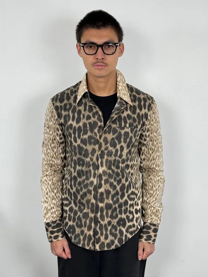 2000s Cavalli Leopard Beige Shirt - Image 2