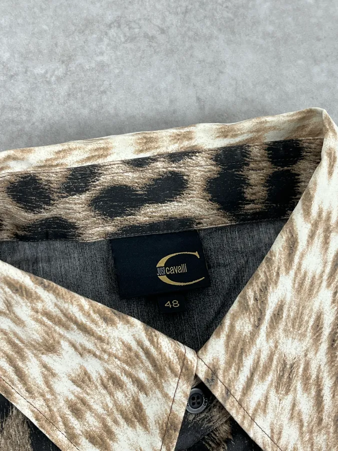 2000s Cavalli Leopard Beige Shirt - Image 7