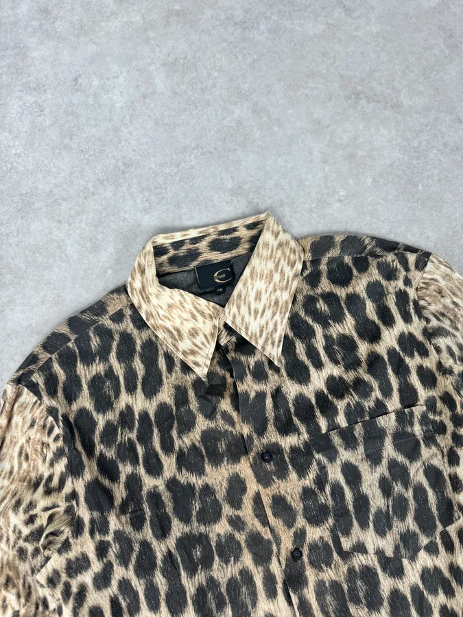 2000s Cavalli Leopard Black Shirt - Image 5