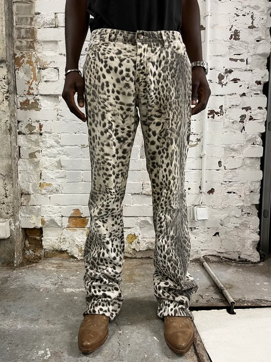 2000s Cavalli Leopard Black & White Pants