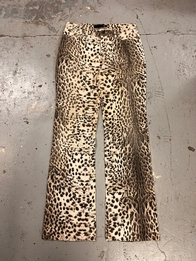 2000s Cavalli Leopard Black & White Pants - Image 5