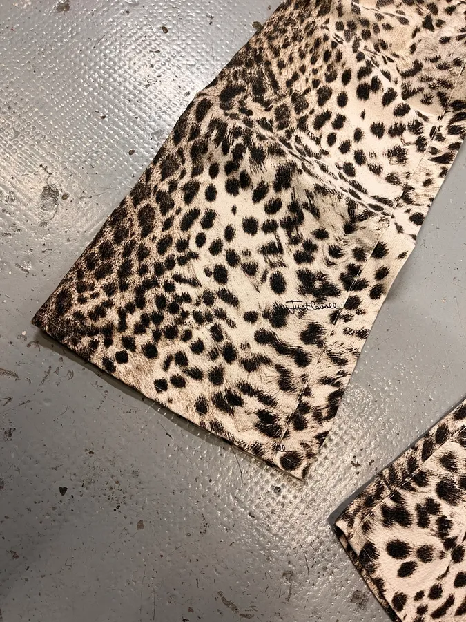 2000s Cavalli Leopard Black & White Pants - Image 8