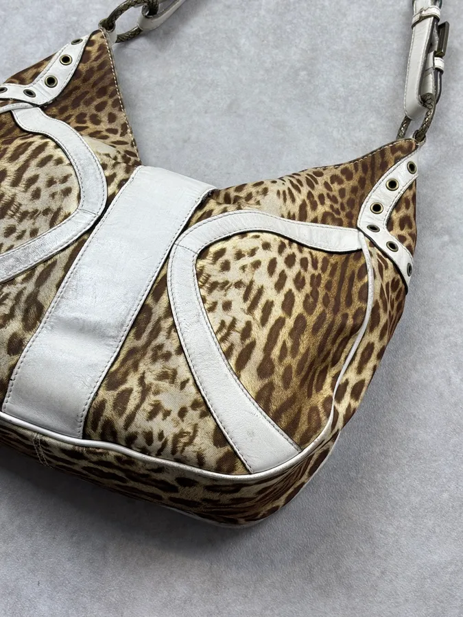 2000s Cavalli Leopard Buckle Handle Bag - Image 10