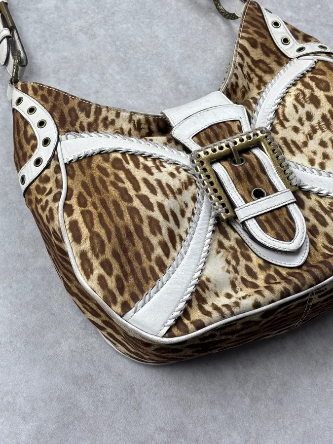 2000s Cavalli Leopard Buckle Handle Bag - Image 6