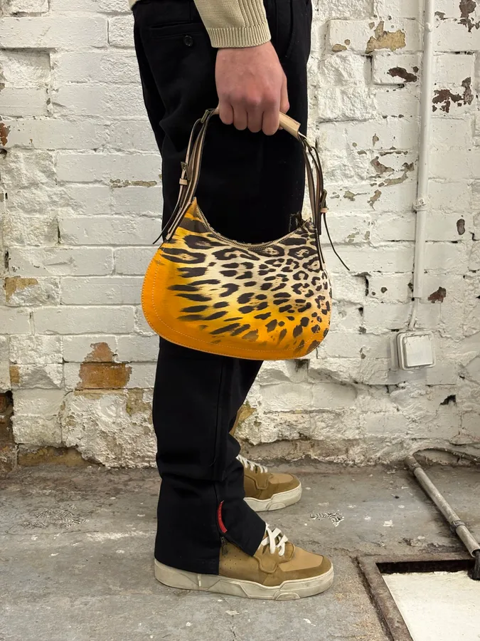 2000s Cavalli Leopard Effect Handle Orange Bag - Image 2