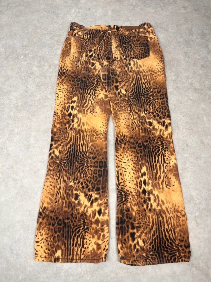 2000s Cavalli Leopard Hallucination Black & Beige Pants - Image 9