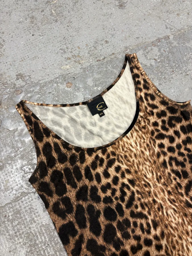 2000s Cavalli Leopard Print Camel & Black Dress - Image 6