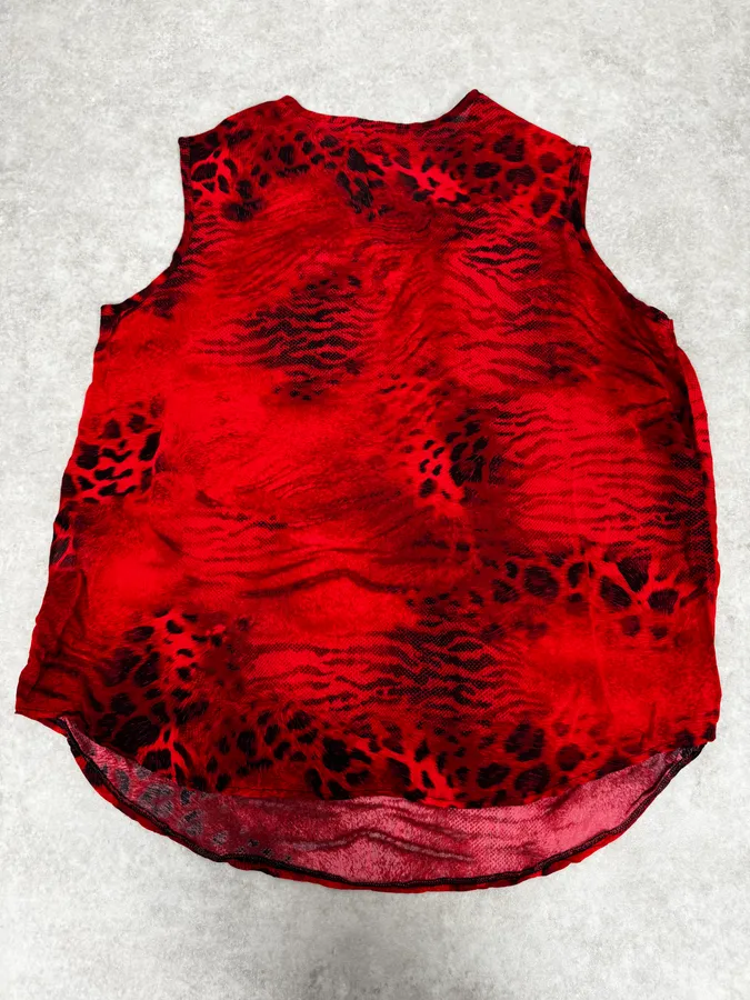 2000s Cavalli Leopard Red Tank Top - Image 4