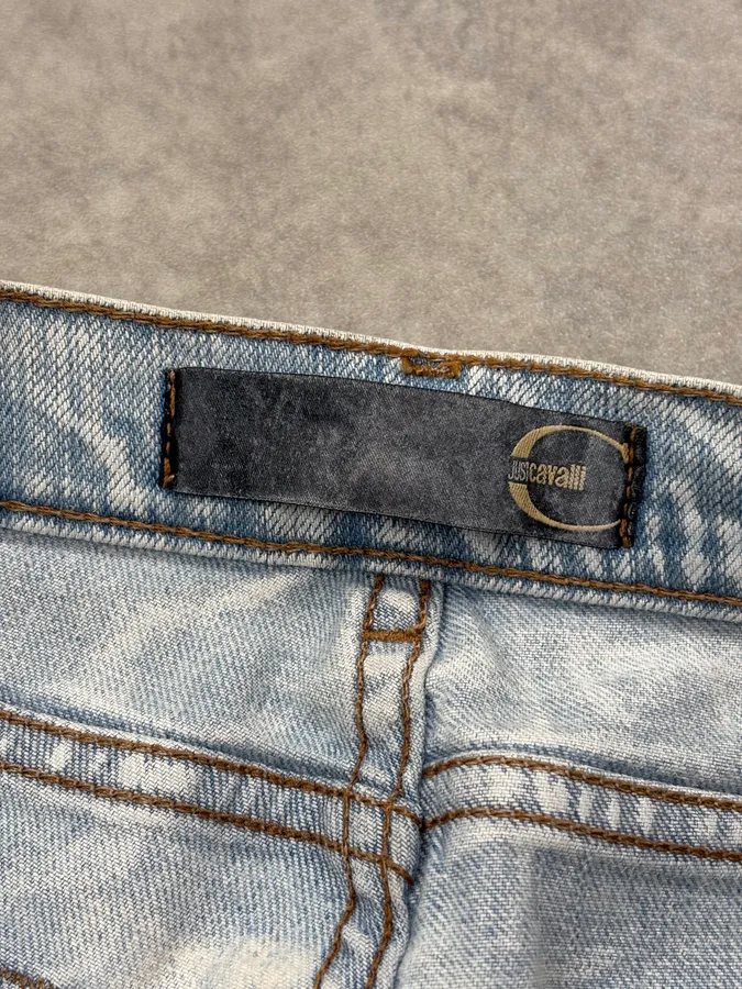 2000s Cavalli Light Blue Washed Denim Jeans - Image 10