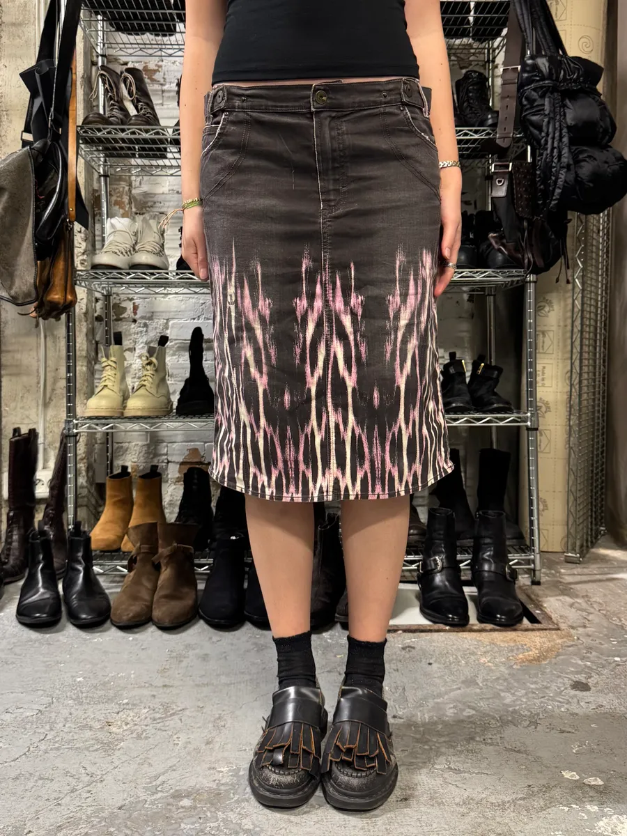 2000s Cavalli Magma Fire Denim Skirt - Image 2