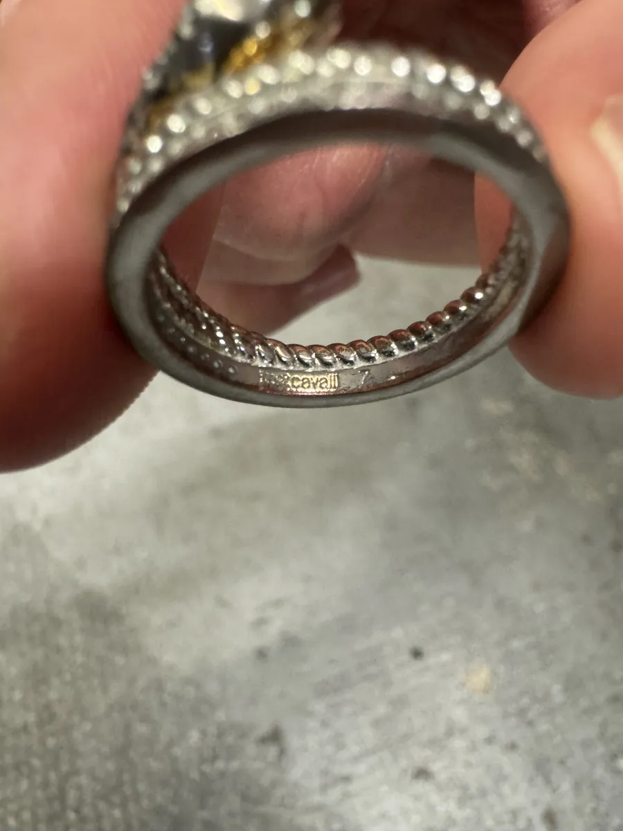 2000s Cavalli Metallic Silver Snake Ring - Image 7