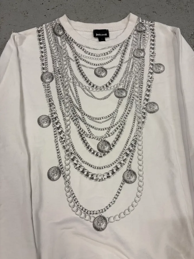 2000s Cavalli Multi Necklace White Avant-Garde Sweater - Image 8